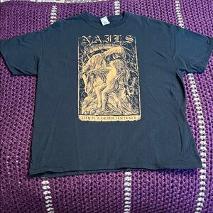 Nails band tee - Gildan Black Graphic Tee with Gold Design